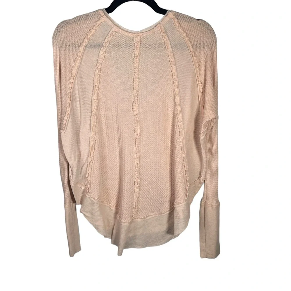 Free People Pale Pink Layered Waffle Long Sleeve Tee